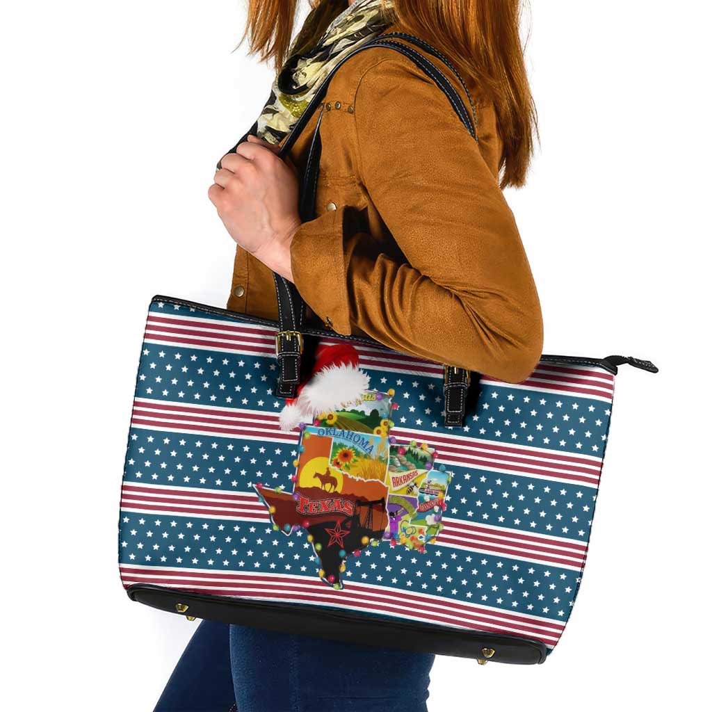 Texas Xmas Christmas Christmas Yall Christmas Leather Tote Bag Xmas Holiday Patterns - Wonder Print Shop