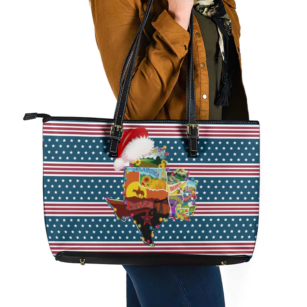 Texas Xmas Christmas Christmas Yall Christmas Leather Tote Bag Xmas Holiday Patterns - Wonder Print Shop