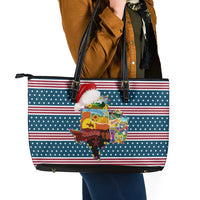 Texas Xmas Christmas Christmas Yall Christmas Leather Tote Bag Xmas Holiday Patterns - Wonder Print Shop