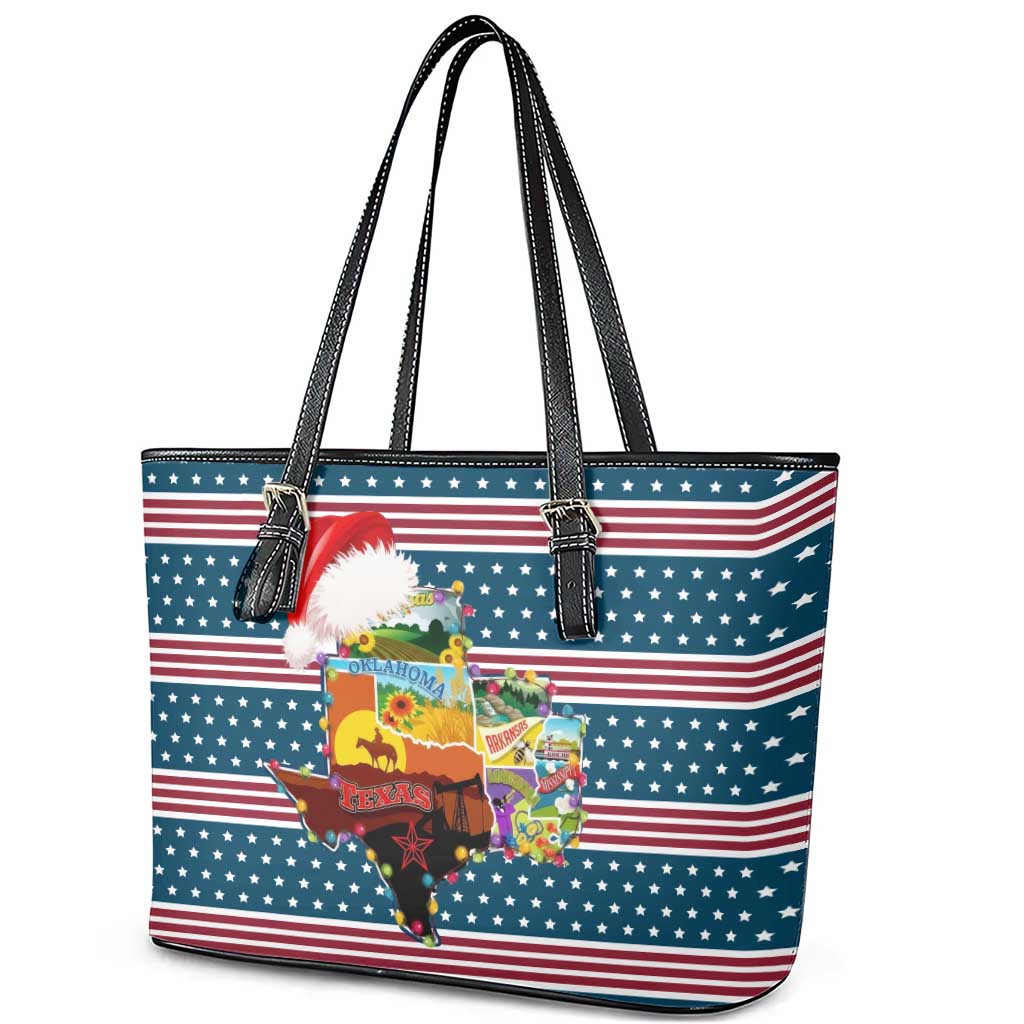 Texas Xmas Christmas Christmas Yall Christmas Leather Tote Bag Xmas Holiday Patterns - Wonder Print Shop