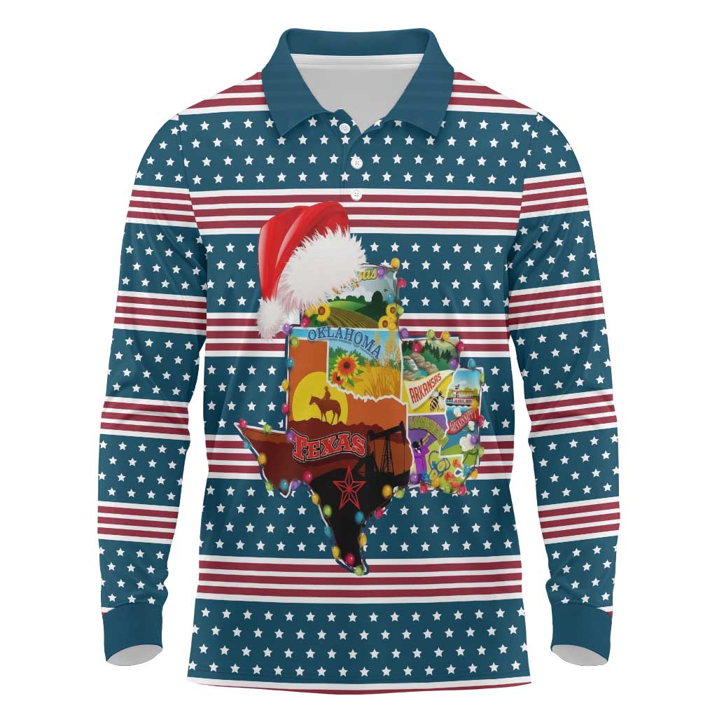 Texas Xmas Christmas Christmas Yall Christmas Long Sleeve Polo Shirt Xmas Holiday Patterns - Wonder Print Shop