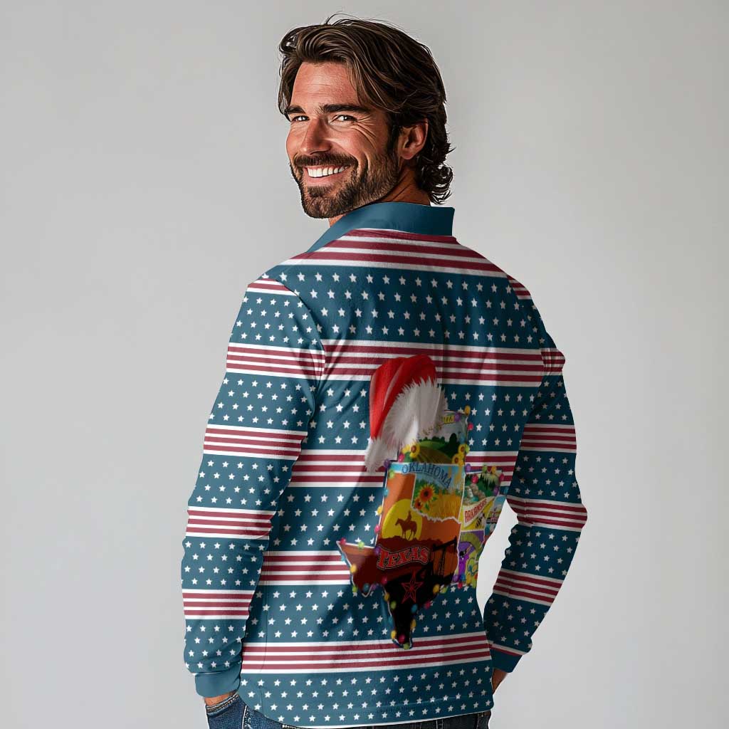 Texas Xmas Christmas Christmas Yall Christmas Long Sleeve Polo Shirt Xmas Holiday Patterns - Wonder Print Shop