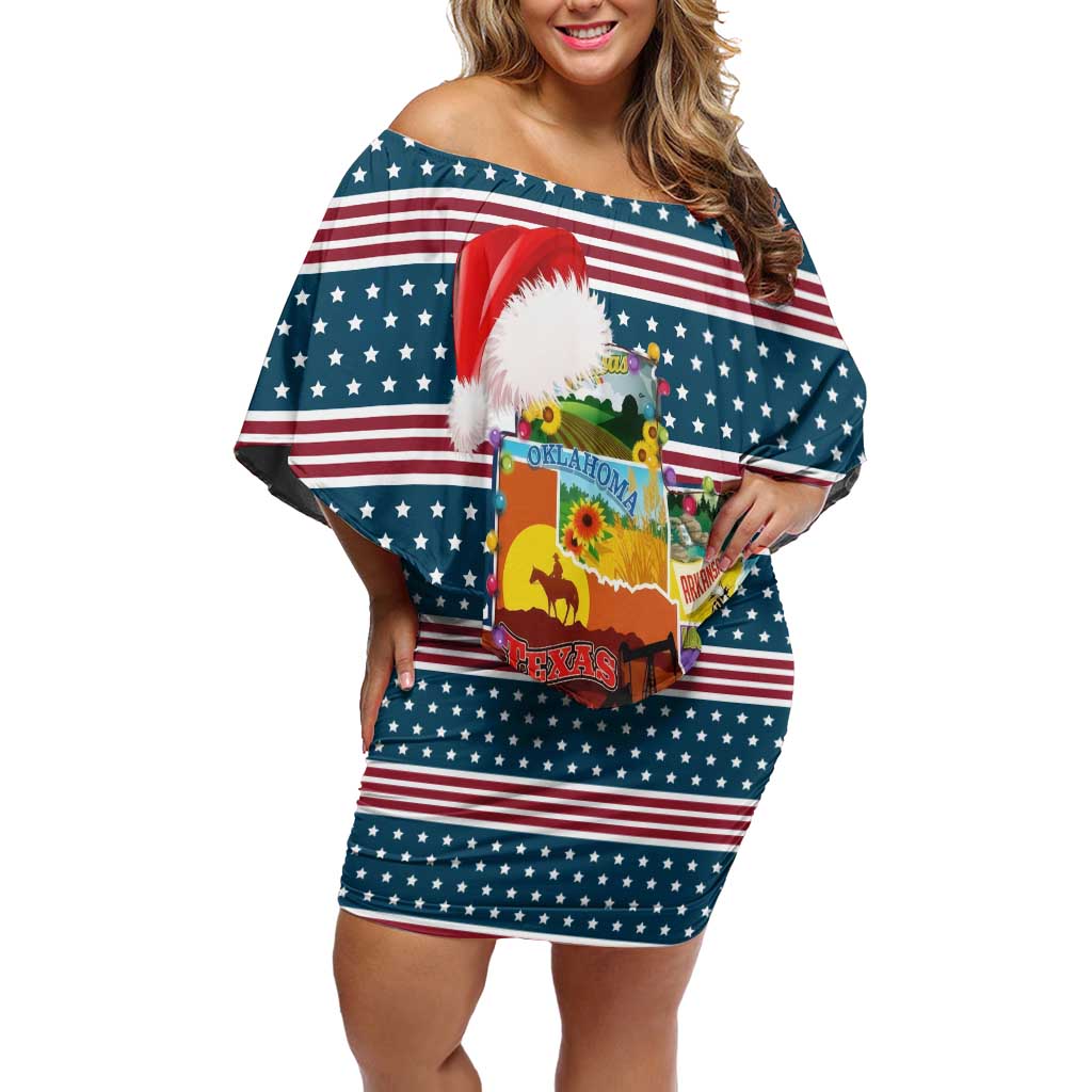 Texas Xmas Christmas Christmas Yall Christmas Off Shoulder Short Dress Xmas Holiday Patterns - Wonder Print Shop