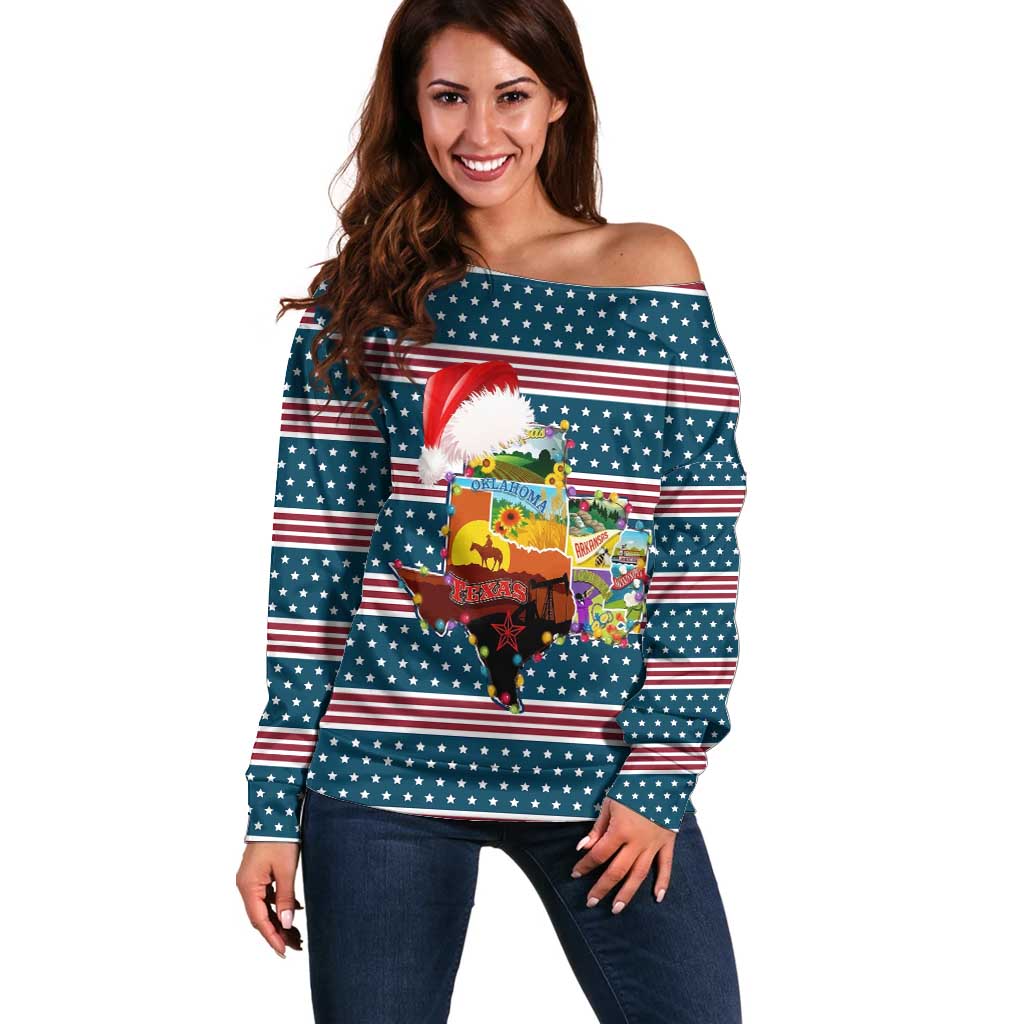 Texas Xmas Christmas Christmas Yall Christmas Off Shoulder Sweater Xmas Holiday Patterns - Wonder Print Shop