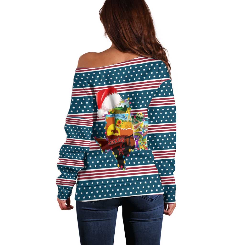 Texas Xmas Christmas Christmas Yall Christmas Off Shoulder Sweater Xmas Holiday Patterns - Wonder Print Shop
