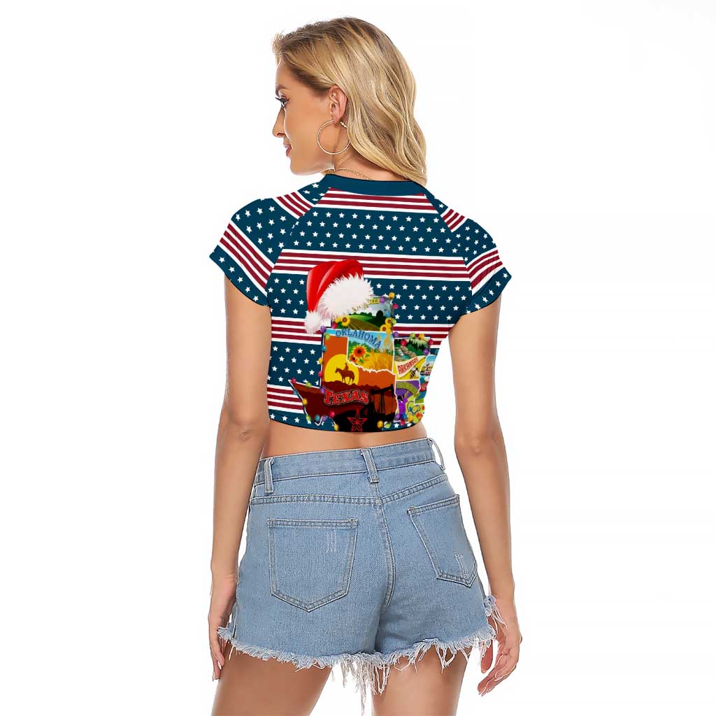 Texas Xmas Christmas Christmas Yall Christmas Raglan Cropped T Shirt Xmas Holiday Patterns - Wonder Print Shop