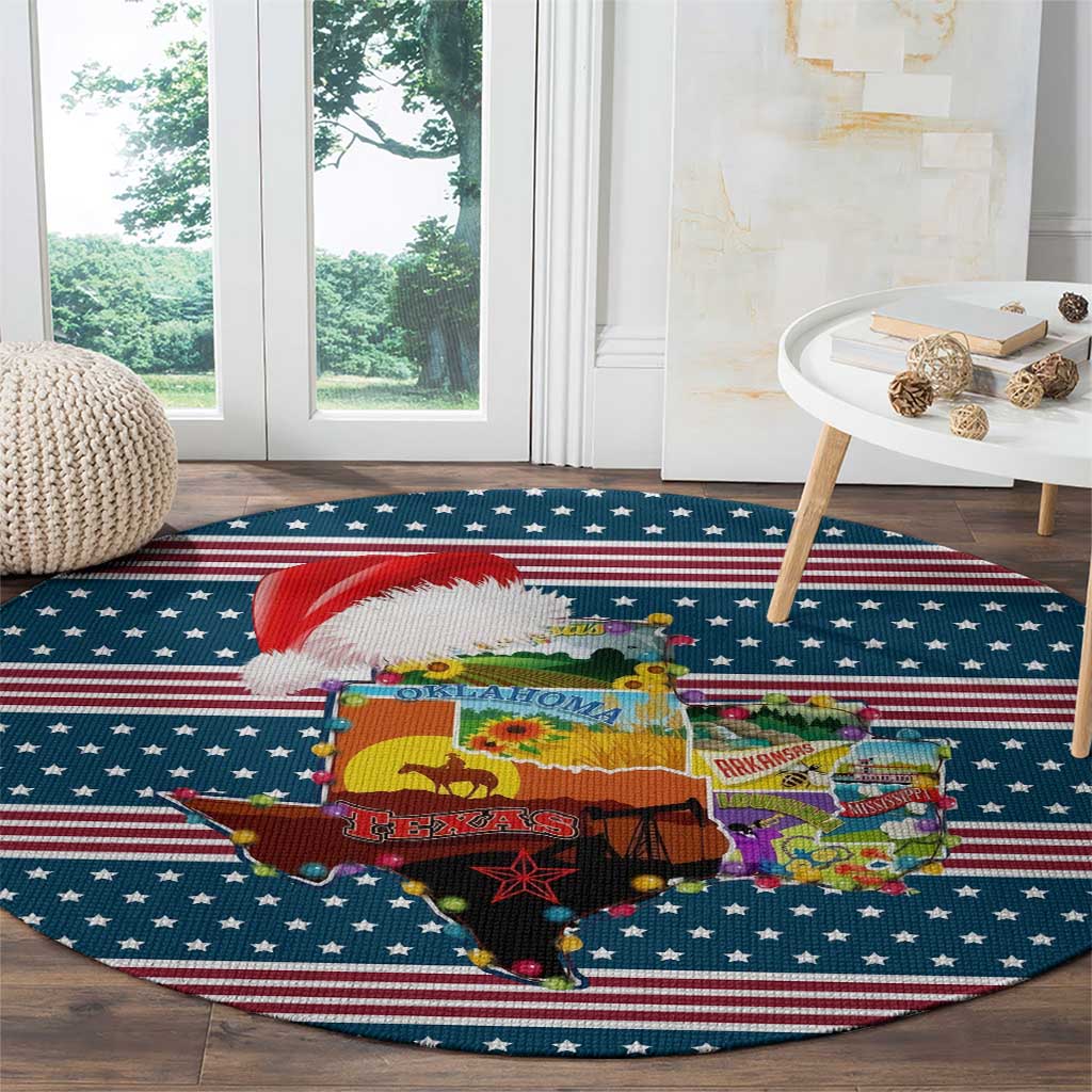 Texas Xmas Christmas Christmas Yall Christmas Round Carpet Xmas Holiday Patterns - Wonder Print Shop