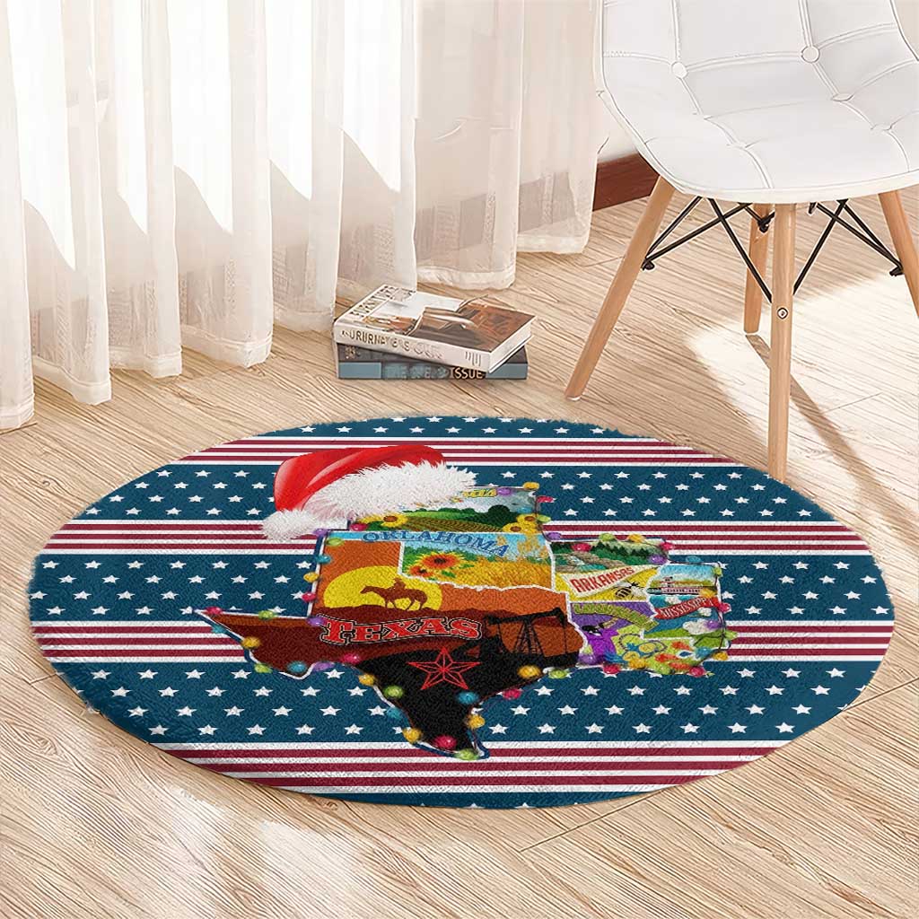 Texas Xmas Christmas Christmas Yall Christmas Round Carpet Xmas Holiday Patterns - Wonder Print Shop