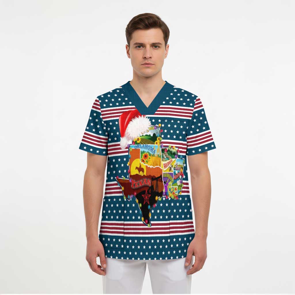 Texas Xmas Christmas Christmas Yall Christmas Scrub Top Xmas Holiday Patterns - Wonder Print Shop