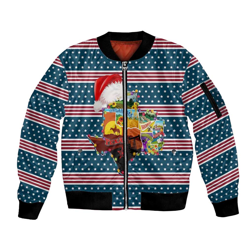 Texas Xmas Christmas Christmas Yall Christmas Sleeve Zip Bomber Jacket Xmas Holiday Patterns - Wonder Print Shop