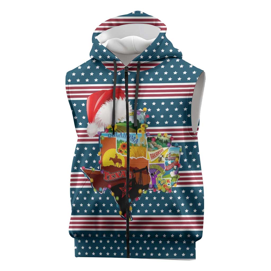 Texas Xmas Christmas Christmas Yall Christmas Sleeveless Zip Hoodie Xmas Holiday Patterns - Wonder Print Shop