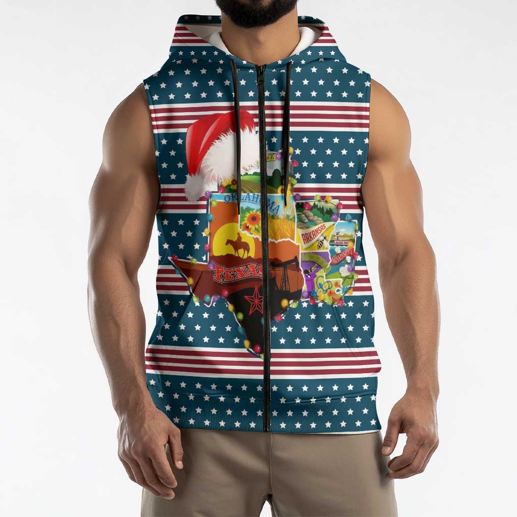 Texas Xmas Christmas Christmas Yall Christmas Sleeveless Zip Hoodie Xmas Holiday Patterns - Wonder Print Shop