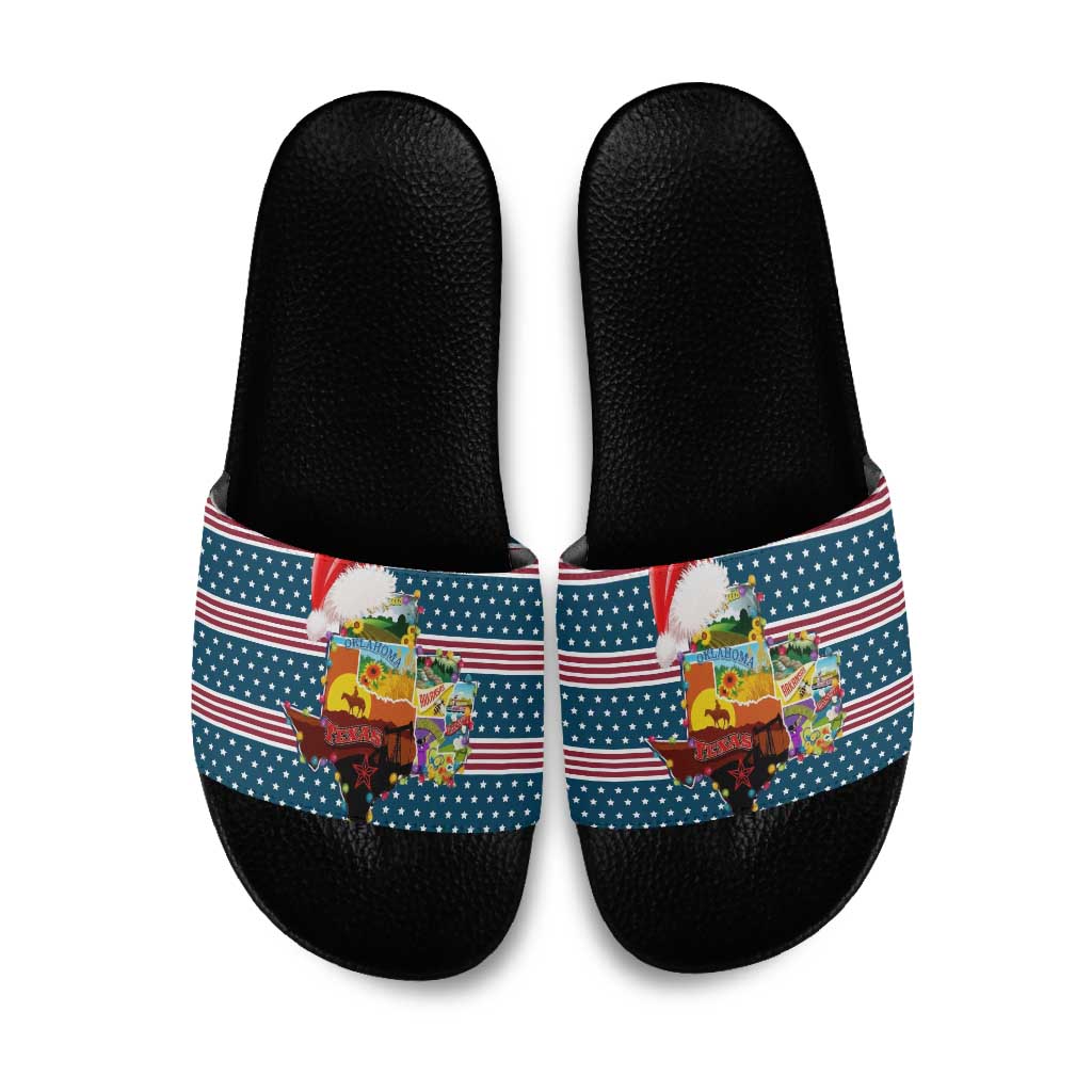 Texas Xmas Christmas Christmas Yall Christmas Slide Sandals Xmas Holiday Patterns - Wonder Print Shop