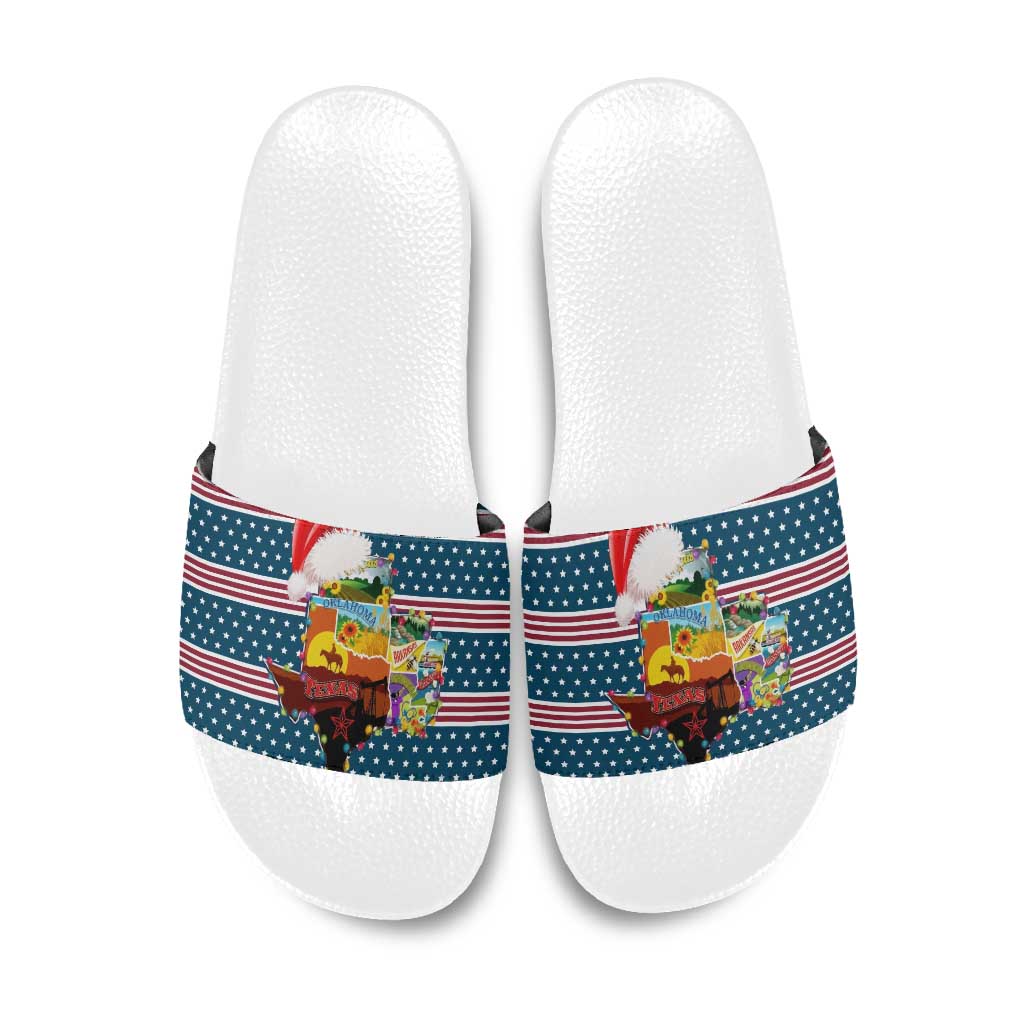 Texas Xmas Christmas Christmas Yall Christmas Slide Sandals Xmas Holiday Patterns - Wonder Print Shop