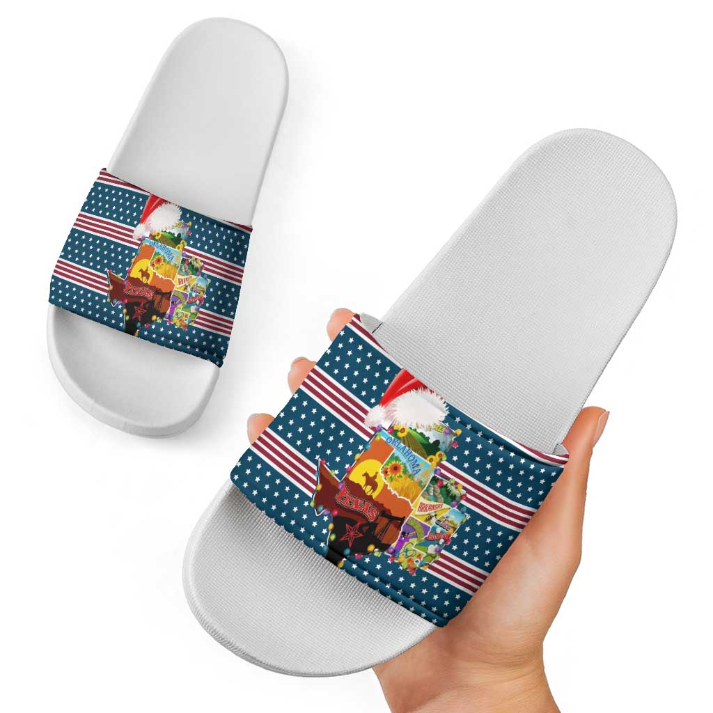 Texas Xmas Christmas Christmas Yall Christmas Slide Sandals Xmas Holiday Patterns - Wonder Print Shop