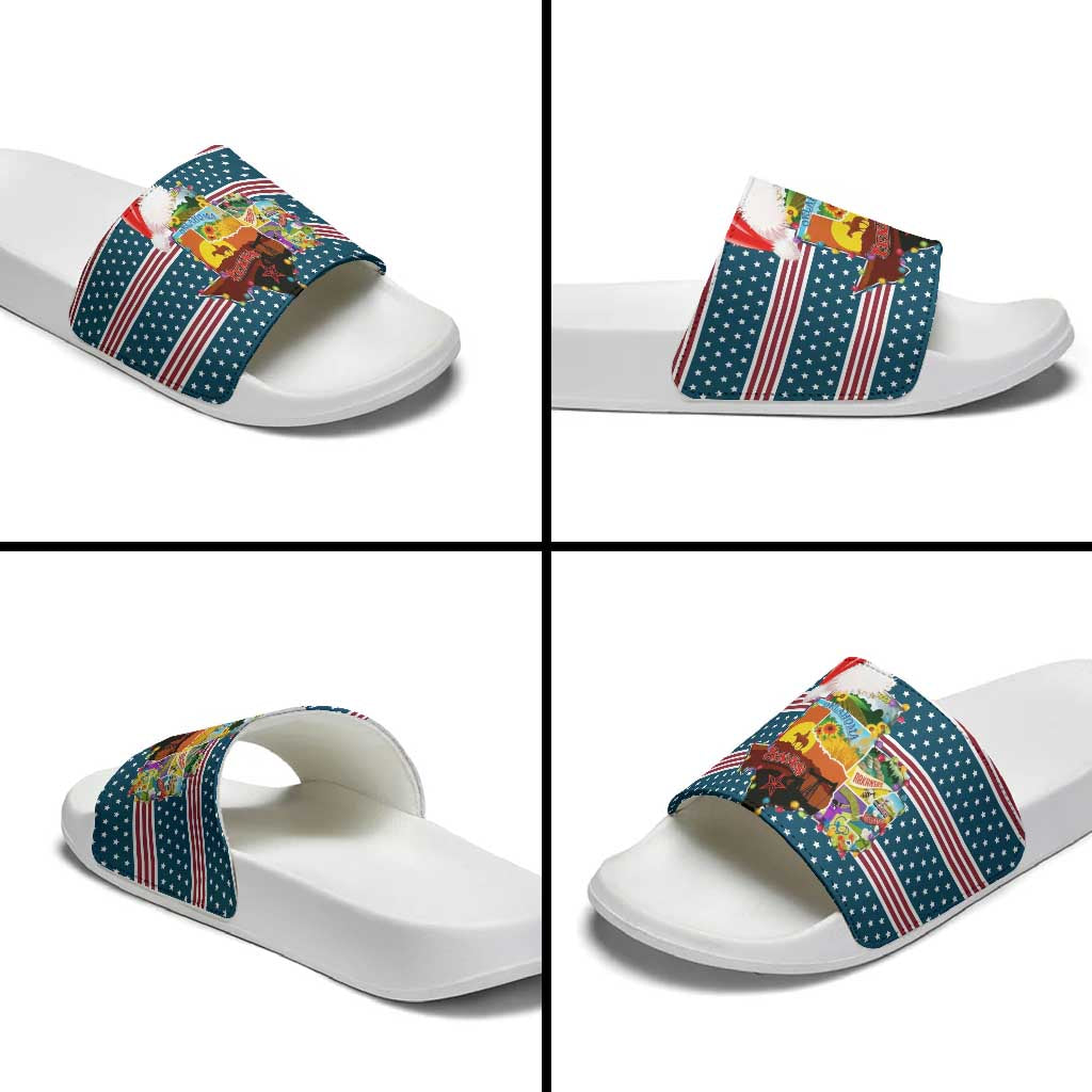 Texas Xmas Christmas Christmas Yall Christmas Slide Sandals Xmas Holiday Patterns - Wonder Print Shop