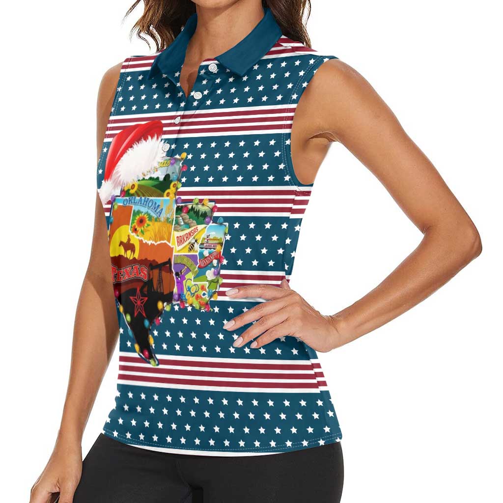 Texas Xmas Christmas Christmas Yall Christmas Women Sleeveless Polo Shirt Xmas Holiday Patterns - Wonder Print Shop