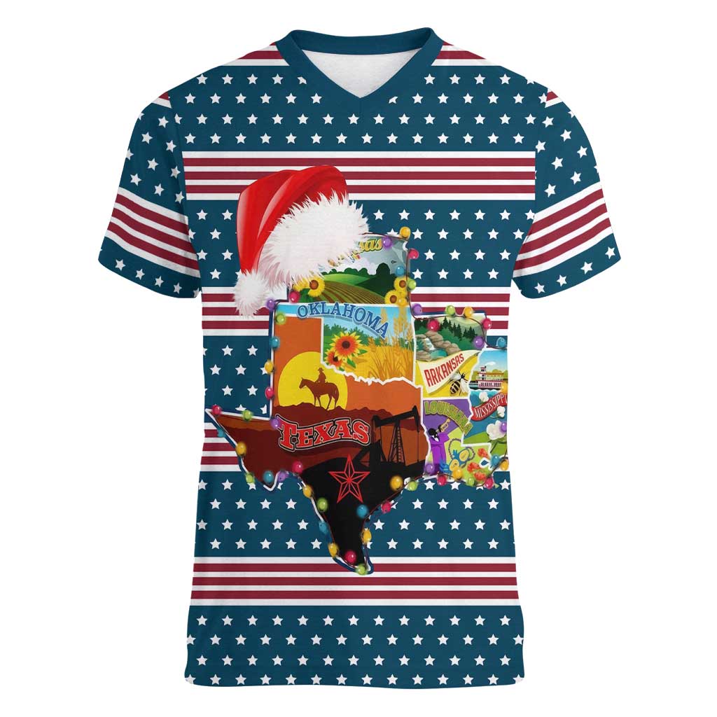 Texas Xmas Christmas Christmas Yall Christmas Women V-Neck T-Shirt Xmas Holiday Patterns - Wonder Print Shop