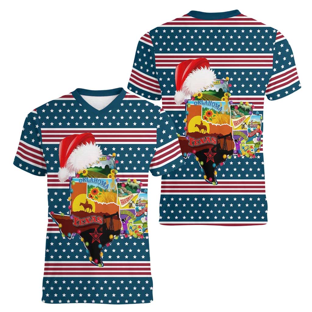 Texas Xmas Christmas Christmas Yall Christmas Women V-Neck T-Shirt Xmas Holiday Patterns - Wonder Print Shop