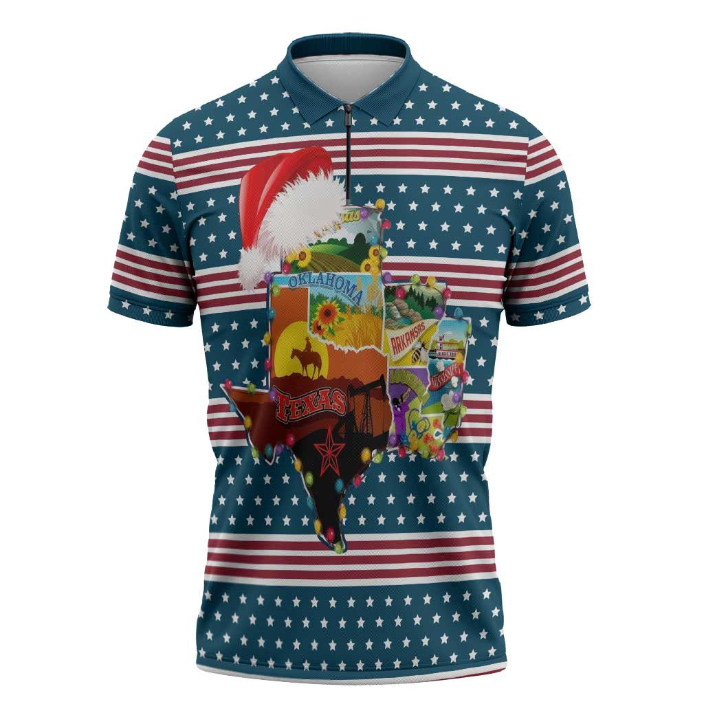 Texas Xmas Christmas Christmas Yall Christmas Zipper Polo Shirt Xmas Holiday Patterns - Wonder Print Shop