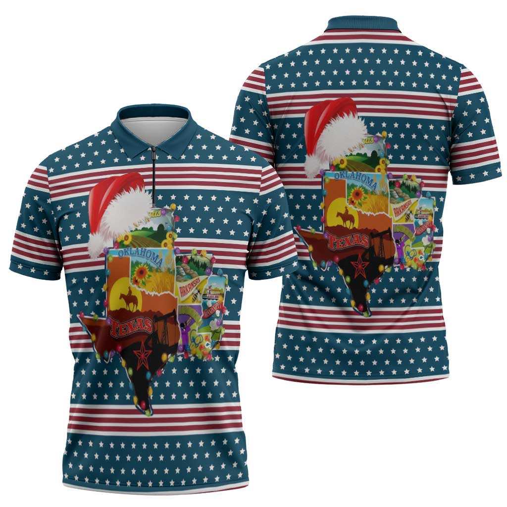 Texas Xmas Christmas Christmas Yall Christmas Zipper Polo Shirt Xmas Holiday Patterns - Wonder Print Shop