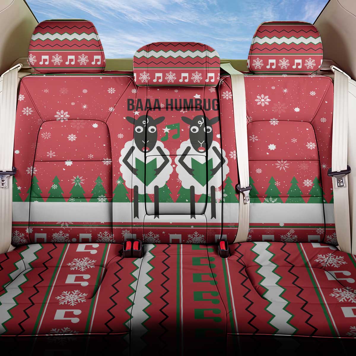 Vintage Sheep Music Christmas Back Car Seat Cover Xmas Holiday Patterns - Wonder Print Shop