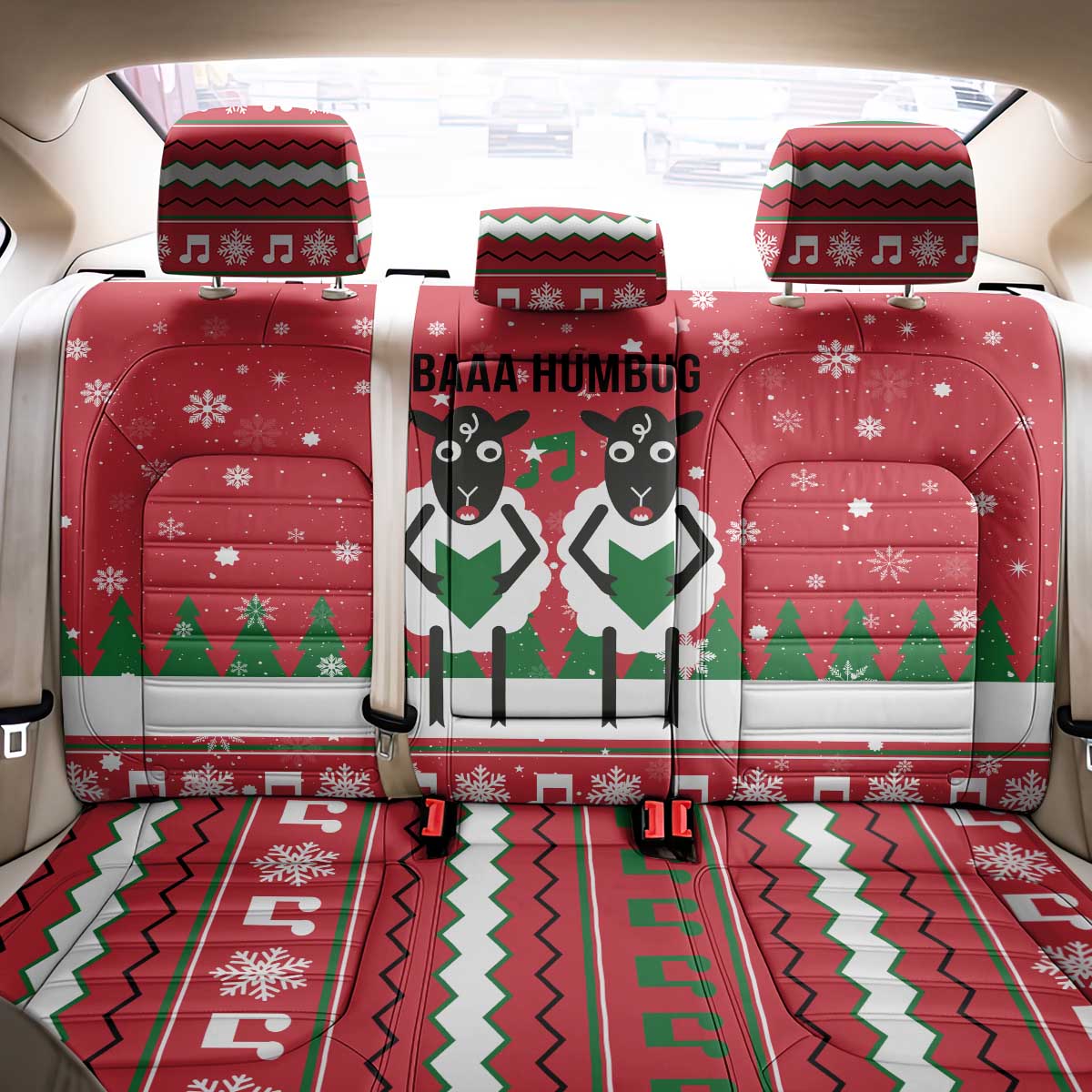 Vintage Sheep Music Christmas Back Car Seat Cover Xmas Holiday Patterns - Wonder Print Shop