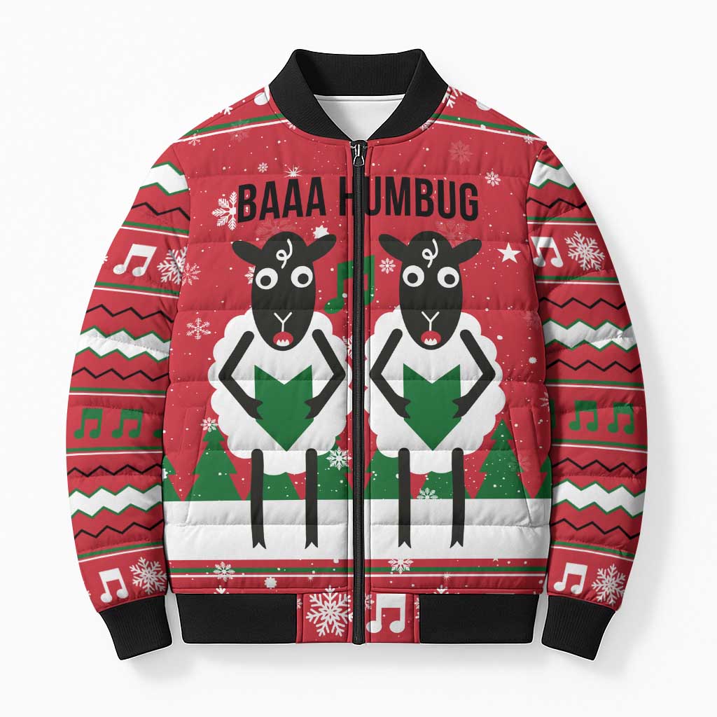 Vintage Sheep Music Christmas Bomber Puffer Jacket Xmas Holiday Patterns - Wonder Print Shop