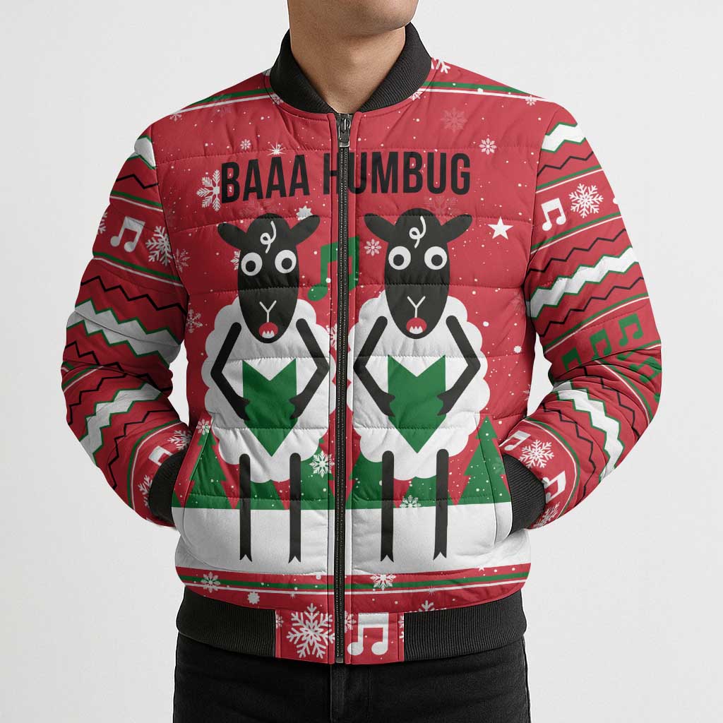Vintage Sheep Music Christmas Bomber Puffer Jacket Xmas Holiday Patterns - Wonder Print Shop
