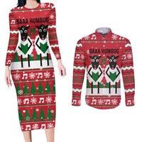 Vintage Sheep Music Christmas Couples Matching Long Sleeve Bodycon Dress and Long Sleeve Button Shirt Xmas Holiday Patterns - Wonder Print Shop