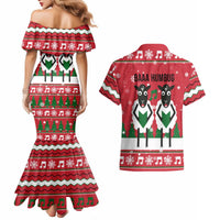 Vintage Sheep Music Christmas Couples Matching Mermaid Dress and Hawaiian Shirt Xmas Holiday Patterns - Wonder Print Shop