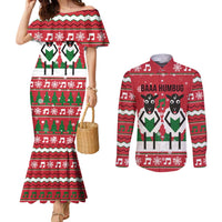 Vintage Sheep Music Christmas Couples Matching Mermaid Dress and Long Sleeve Button Shirt Xmas Holiday Patterns - Wonder Print Shop