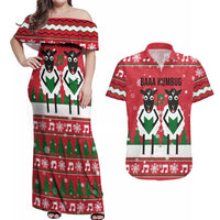 Vintage Sheep Music Christmas Couples Matching Off Shoulder Maxi Dress and Hawaiian Shirt Xmas Holiday Patterns - Wonder Print Shop