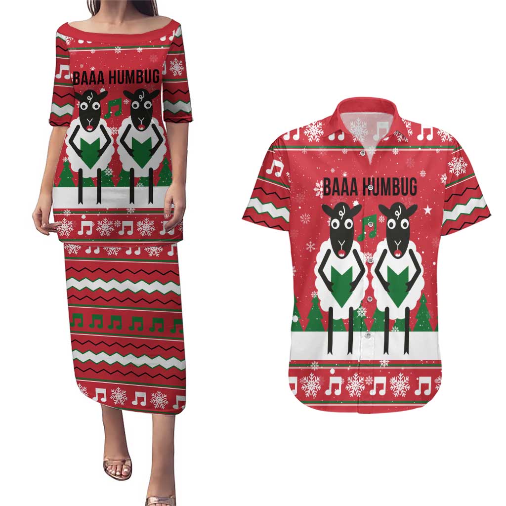 Vintage Sheep Music Christmas Couples Matching Puletasi and Hawaiian Shirt Xmas Holiday Patterns - Wonder Print Shop