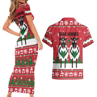 Vintage Sheep Music Christmas Couples Matching Short Sleeve Bodycon Dress and Hawaiian Shirt Xmas Holiday Patterns - Wonder Print Shop