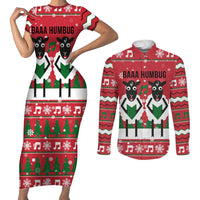 Vintage Sheep Music Christmas Couples Matching Short Sleeve Bodycon Dress and Long Sleeve Button Shirt Xmas Holiday Patterns - Wonder Print Shop