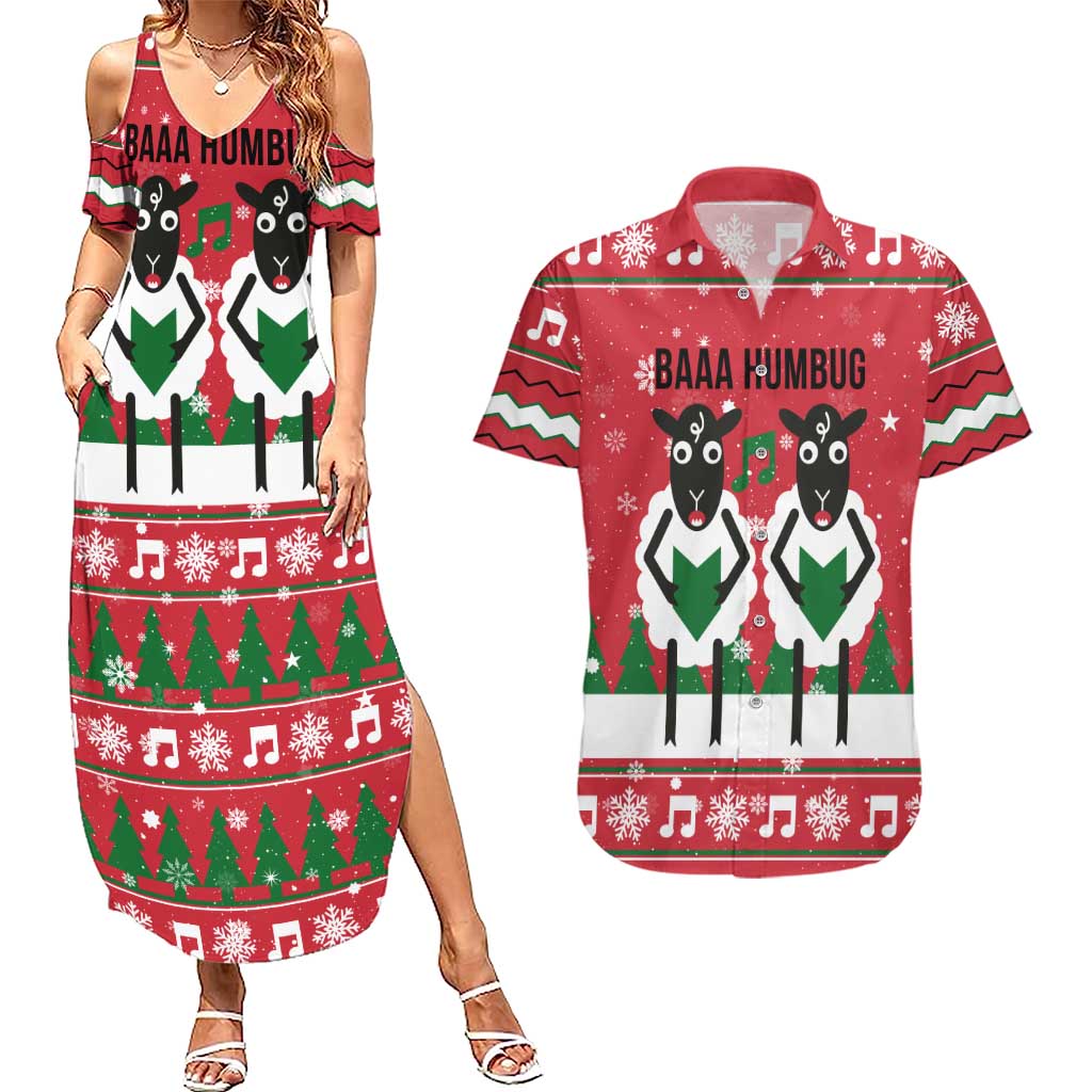 Vintage Sheep Music Christmas Couples Matching Summer Maxi Dress and Hawaiian Shirt Xmas Holiday Patterns - Wonder Print Shop