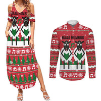 Vintage Sheep Music Christmas Couples Matching Summer Maxi Dress and Long Sleeve Button Shirt Xmas Holiday Patterns - Wonder Print Shop