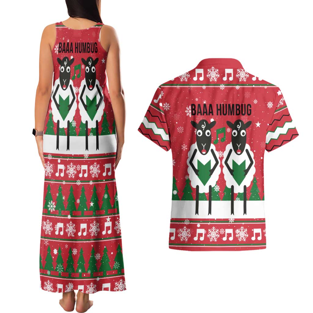 Vintage Sheep Music Christmas Couples Matching Tank Maxi Dress and Hawaiian Shirt Xmas Holiday Patterns - Wonder Print Shop