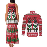 Vintage Sheep Music Christmas Couples Matching Tank Maxi Dress and Long Sleeve Button Shirt Xmas Holiday Patterns - Wonder Print Shop