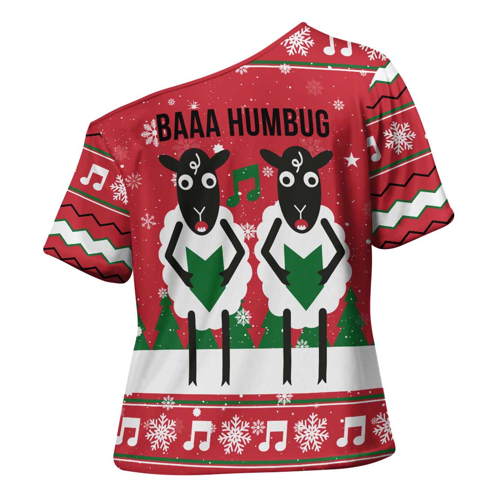 Vintage Sheep Music Christmas Cross Shoulder Shirt Xmas Holiday Patterns - Wonder Print Shop