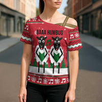 Vintage Sheep Music Christmas Cross Shoulder Shirt Xmas Holiday Patterns - Wonder Print Shop