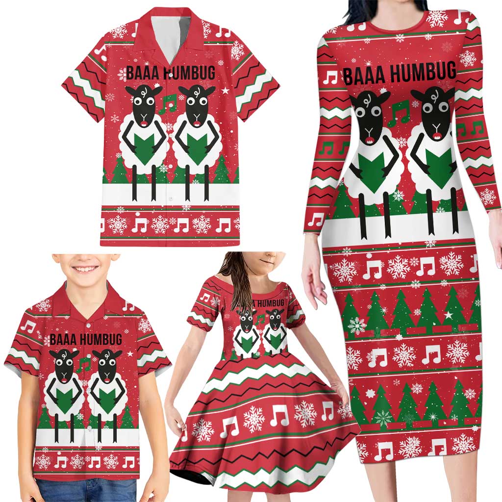 Vintage Sheep Music Christmas Family Matching Long Sleeve Bodycon Dress and Hawaiian Shirt Xmas Holiday Patterns - Wonder Print Shop