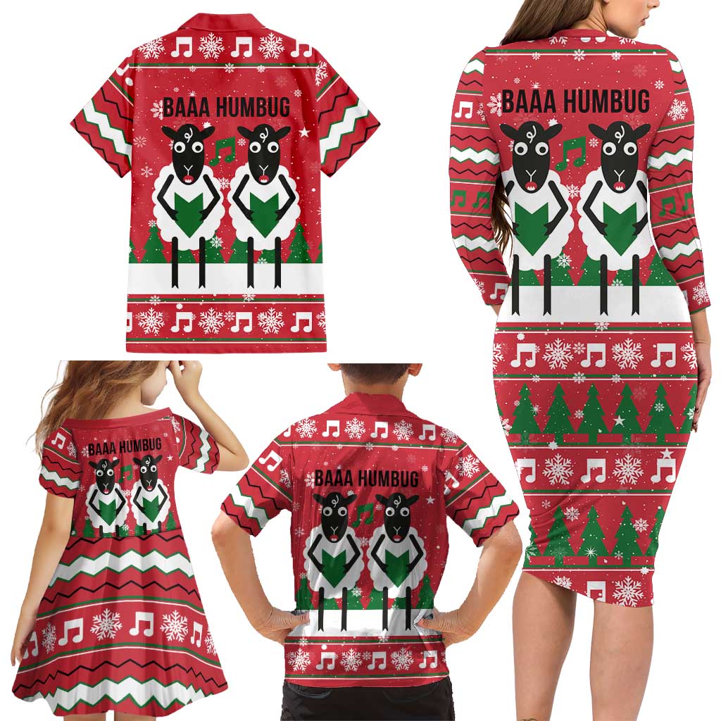 Vintage Sheep Music Christmas Family Matching Long Sleeve Bodycon Dress and Hawaiian Shirt Xmas Holiday Patterns - Wonder Print Shop
