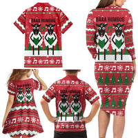 Vintage Sheep Music Christmas Family Matching Long Sleeve Bodycon Dress and Hawaiian Shirt Xmas Holiday Patterns - Wonder Print Shop