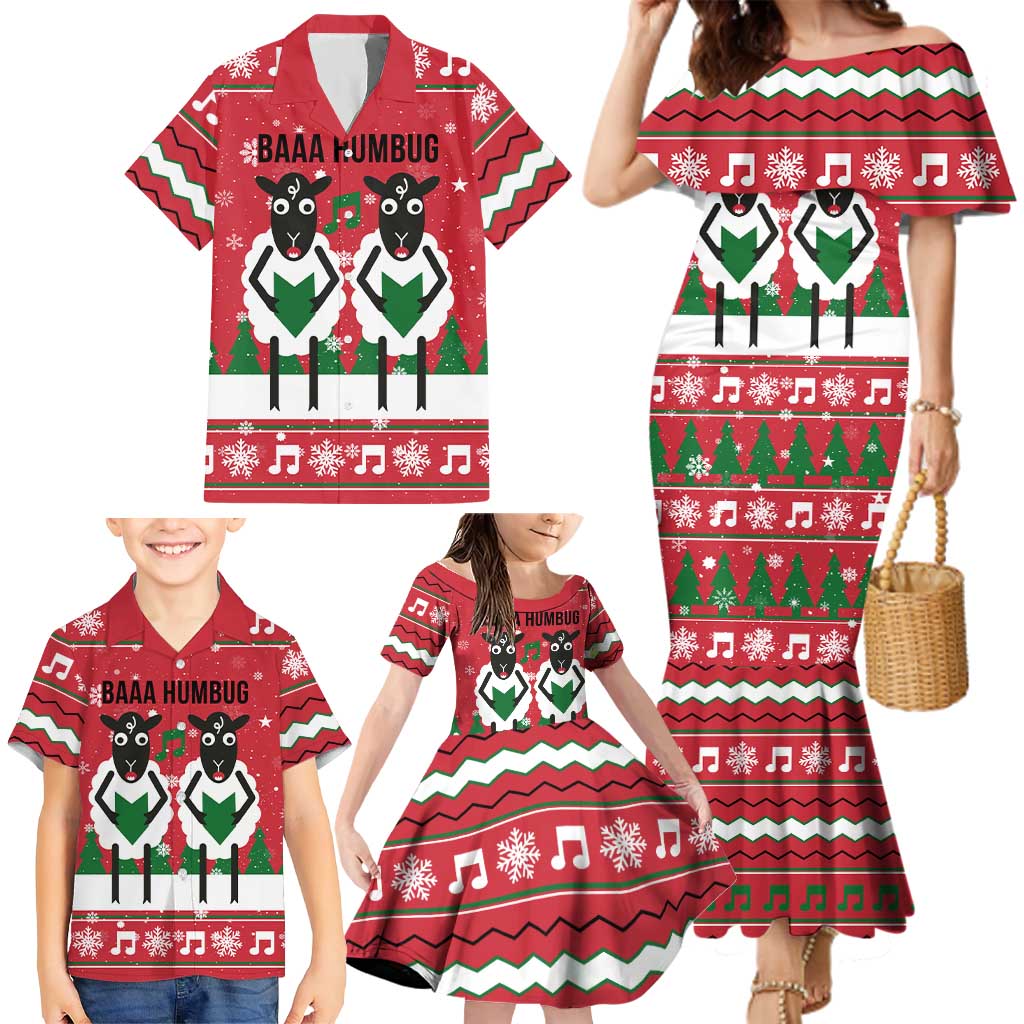 Vintage Sheep Music Christmas Family Matching Mermaid Dress and Hawaiian Shirt Xmas Holiday Patterns - Wonder Print Shop