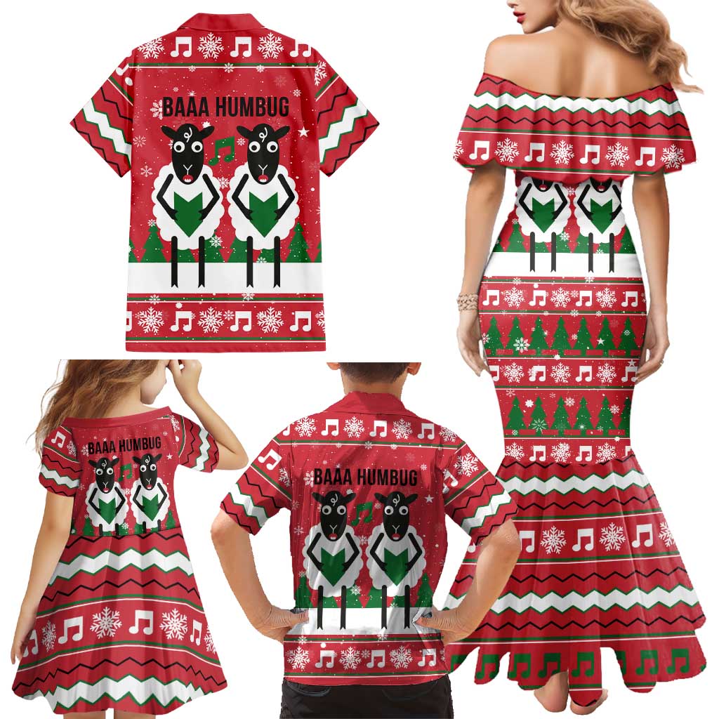 Vintage Sheep Music Christmas Family Matching Mermaid Dress and Hawaiian Shirt Xmas Holiday Patterns - Wonder Print Shop