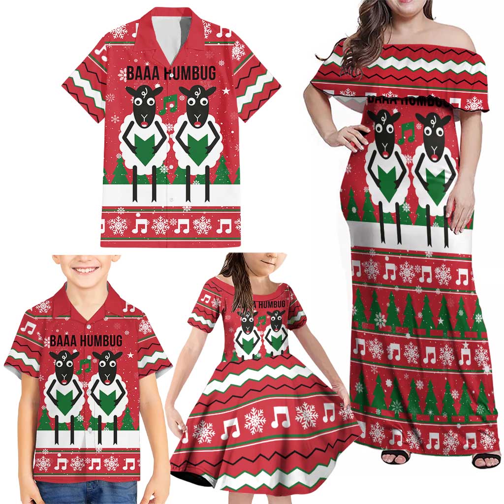 Vintage Sheep Music Christmas Family Matching Off Shoulder Maxi Dress and Hawaiian Shirt Xmas Holiday Patterns - Wonder Print Shop
