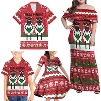 Vintage Sheep Music Christmas Family Matching Off Shoulder Maxi Dress and Hawaiian Shirt Xmas Holiday Patterns - Wonder Print Shop