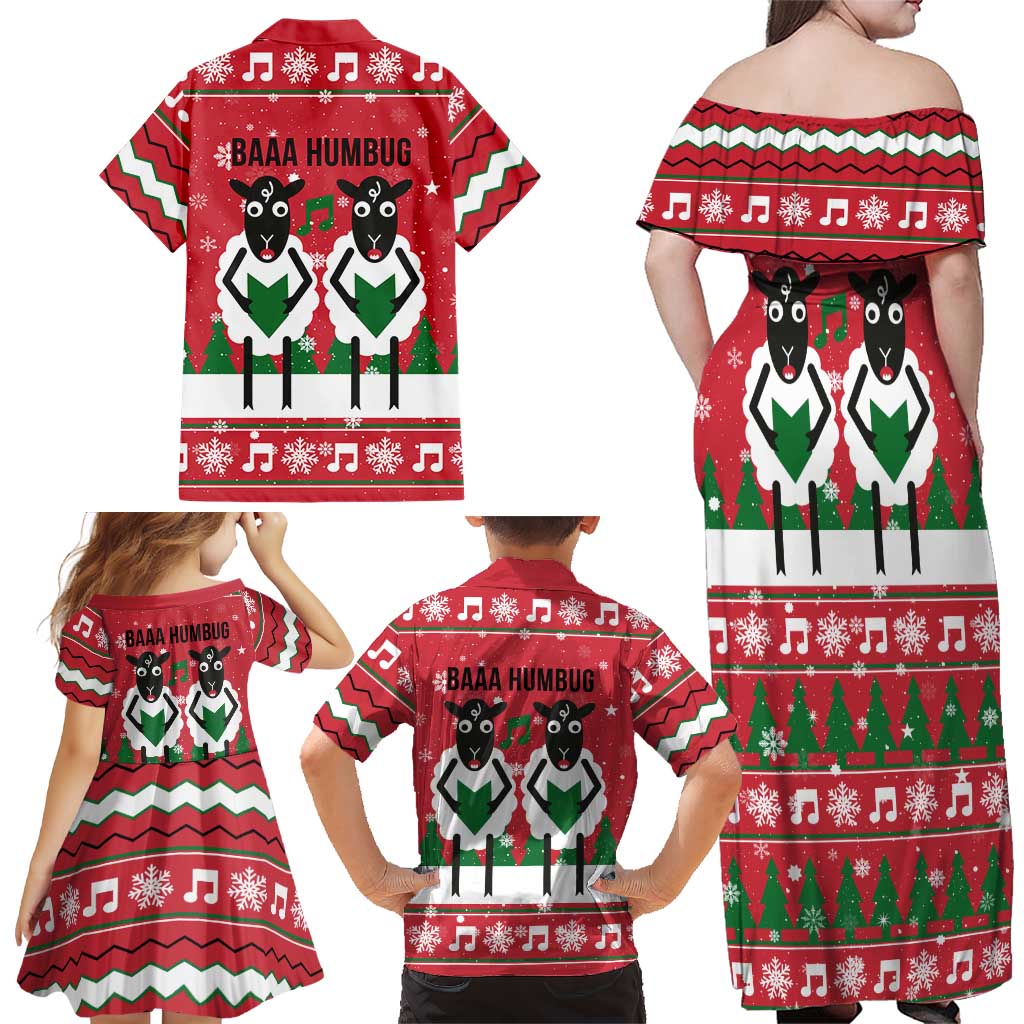 Vintage Sheep Music Christmas Family Matching Off Shoulder Maxi Dress and Hawaiian Shirt Xmas Holiday Patterns - Wonder Print Shop